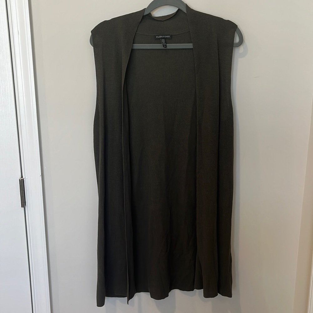 Eileen Fisher Tencel Sleeveless Tunic Cardigan
